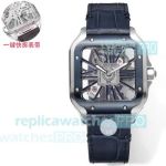 THB Factory Swiss Copy Cartier Santos de Cartier Blue PVD Bezel Skeleton 39.8mm Watch 
